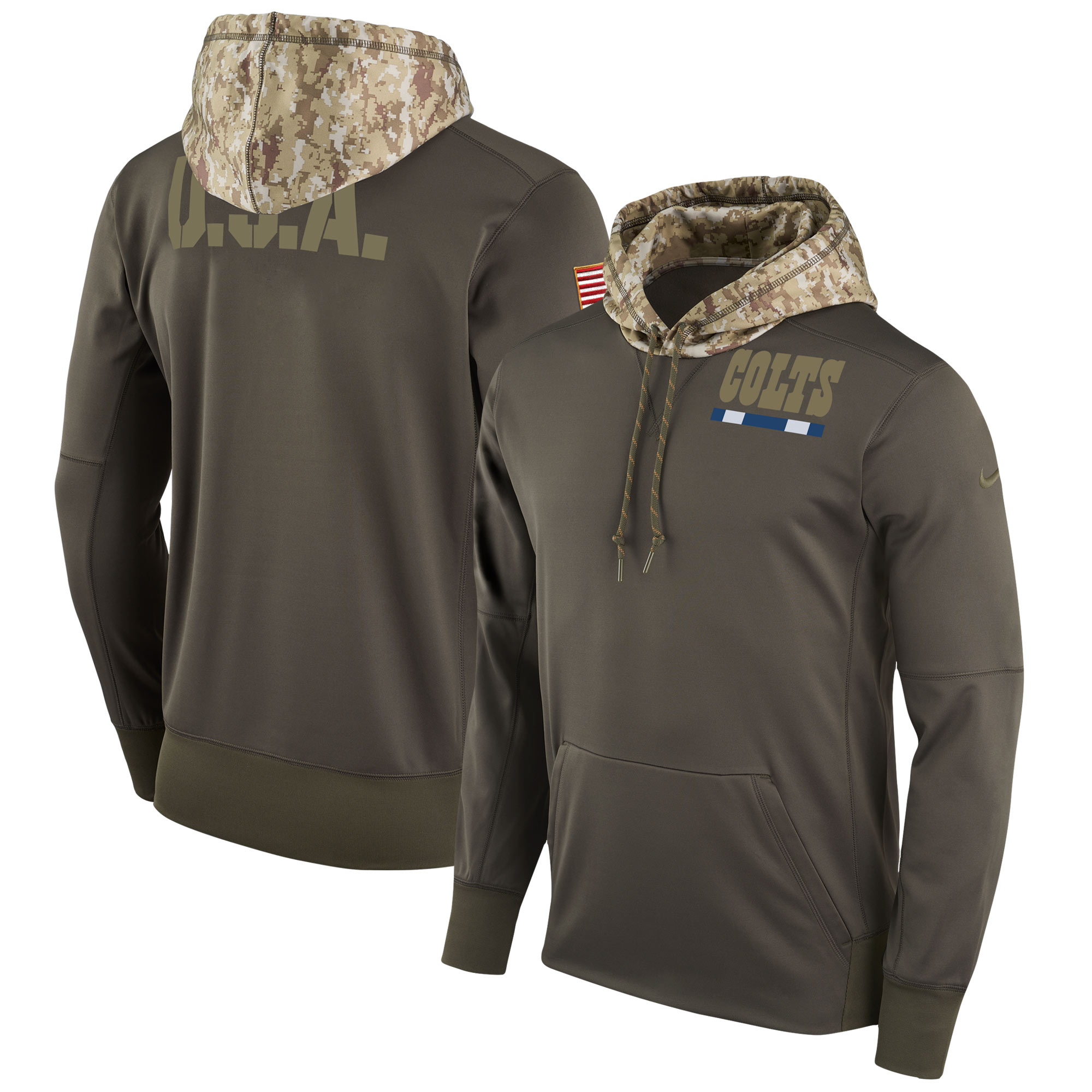 Men NFL Indianapolis Colts Nike Olive Salute To Service Hoodie Green